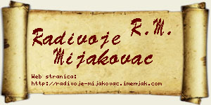 Radivoje Mijakovac vizit kartica
